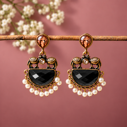 Antique Black Pearl Earrings