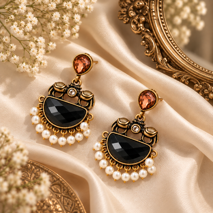 Antique Black Pearl Earrings