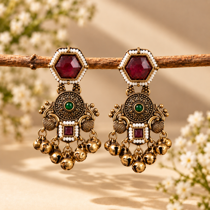 Traditional Royal Ruby Heritage Earring