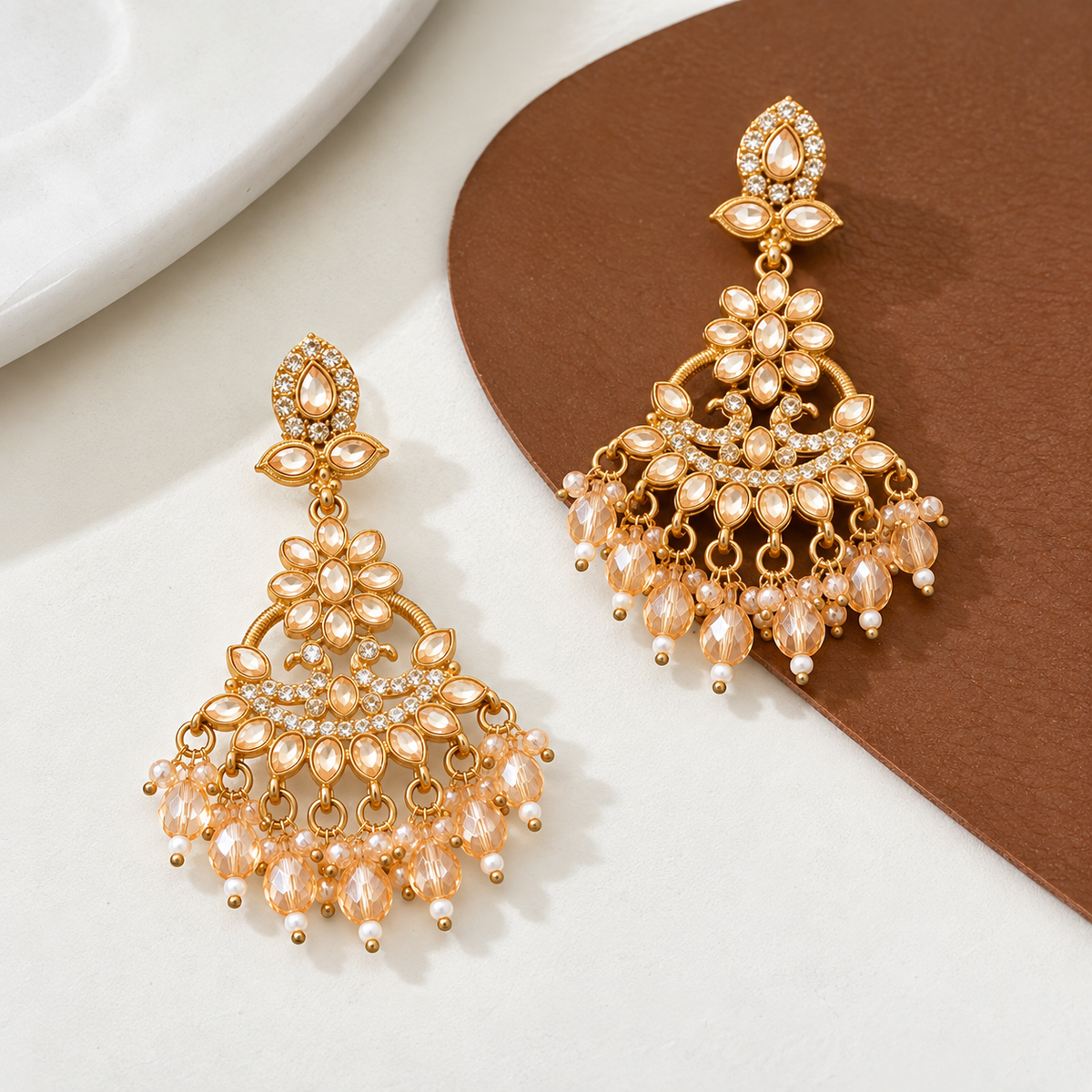 Elegant Peacock Chandelier Earrings