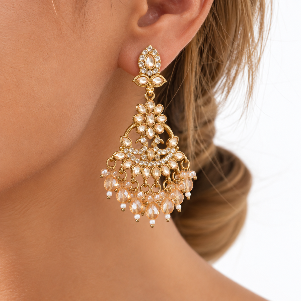 Elegant Peacock Chandelier Earrings