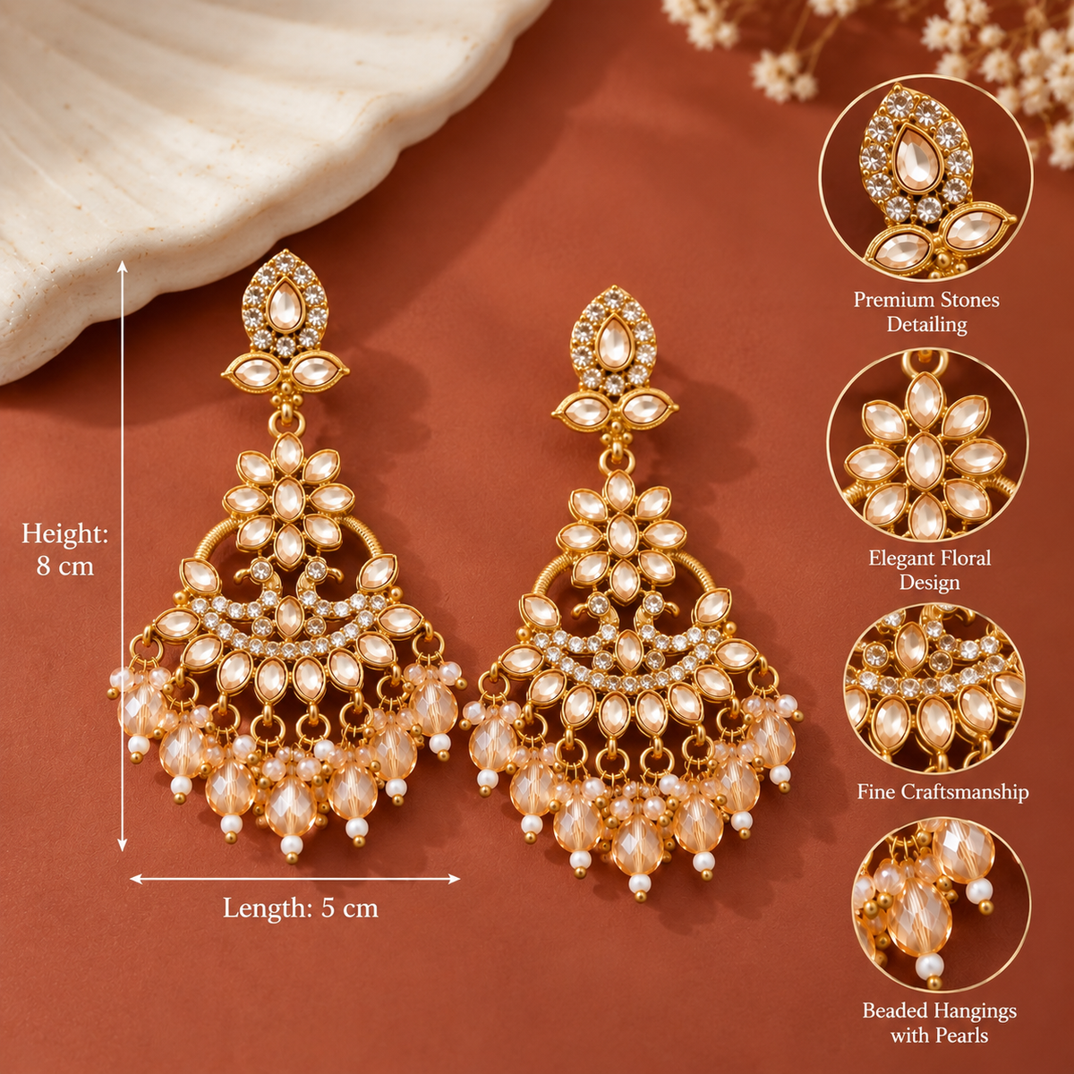 Elegant Peacock Chandelier Earrings