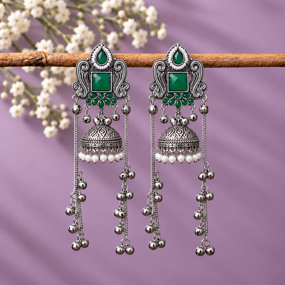 Emerald Pearl Jhumka