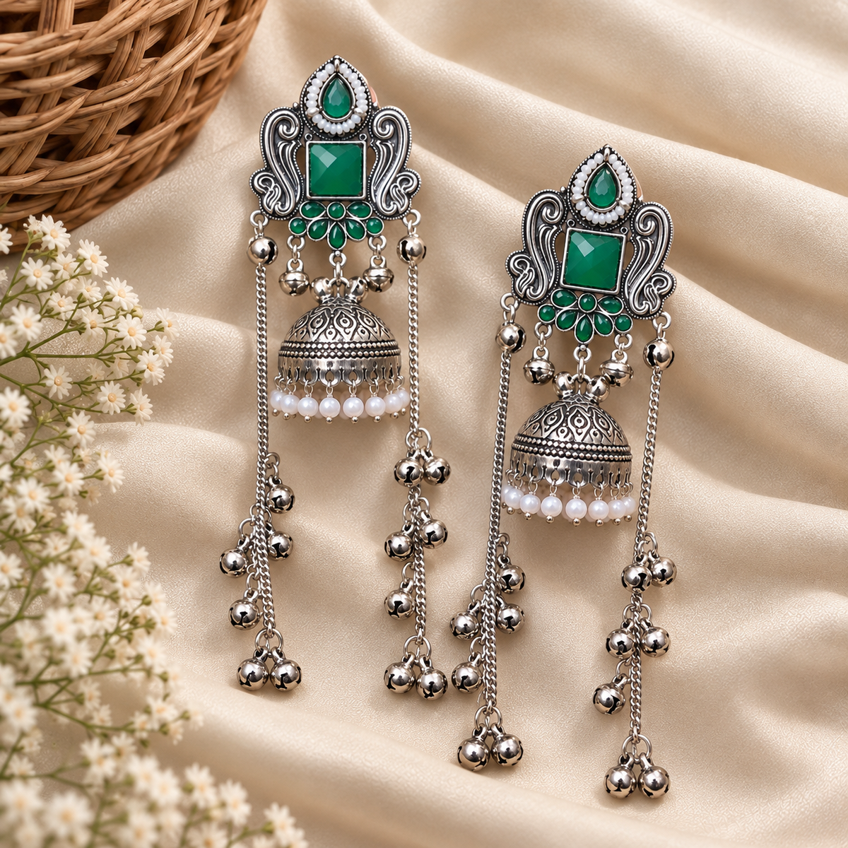 Emerald Pearl Jhumka
