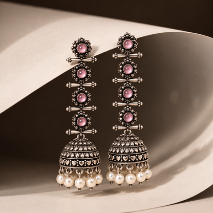 Antique Pink Stone Jhumka