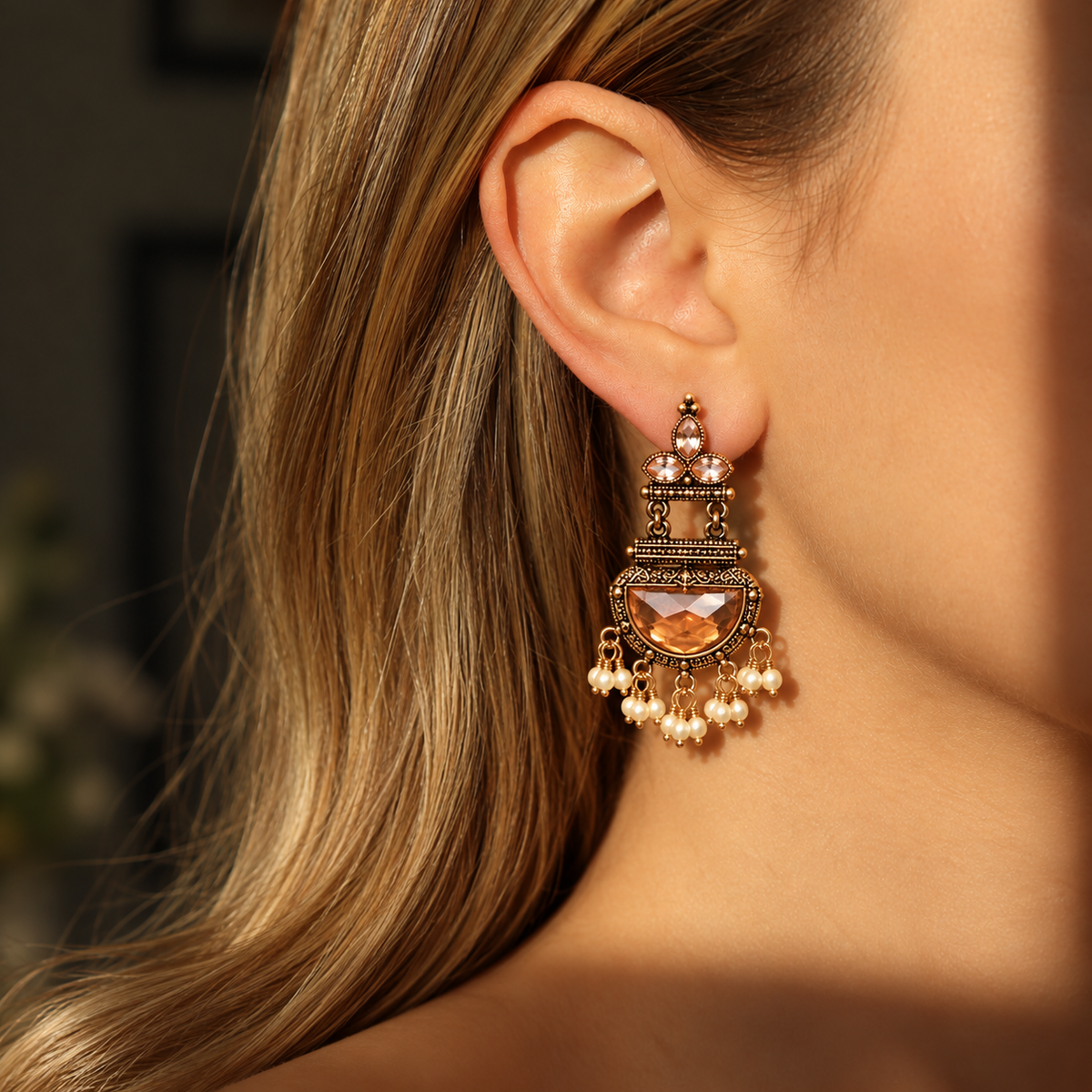 Antique Gold Pearl Earrings