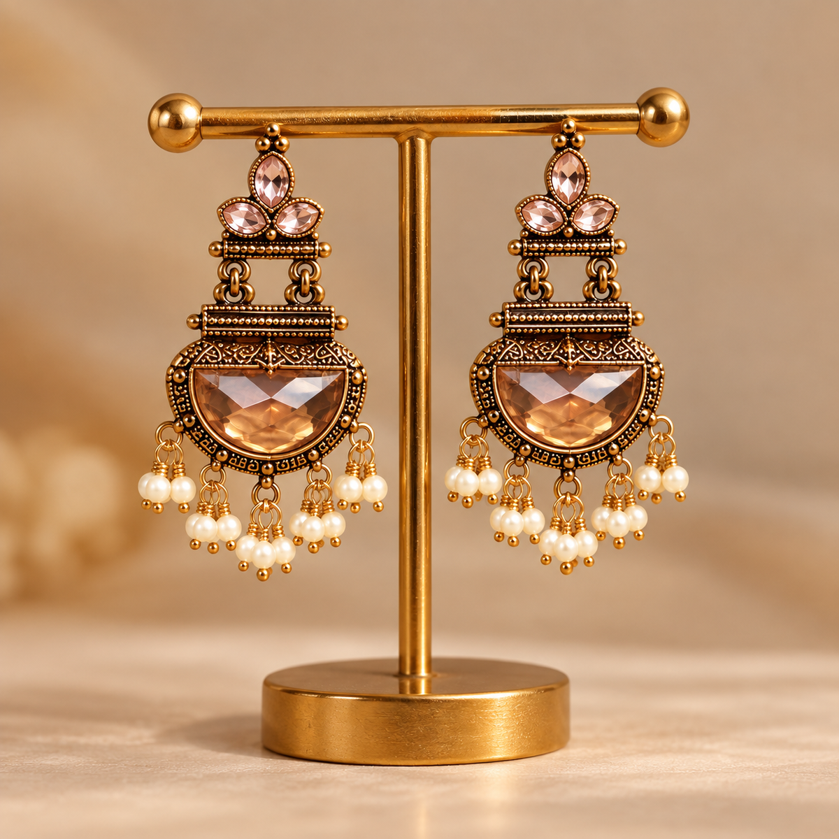 Antique Gold Pearl Earrings