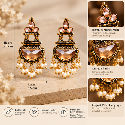 Antique Gold Pearl Earrings