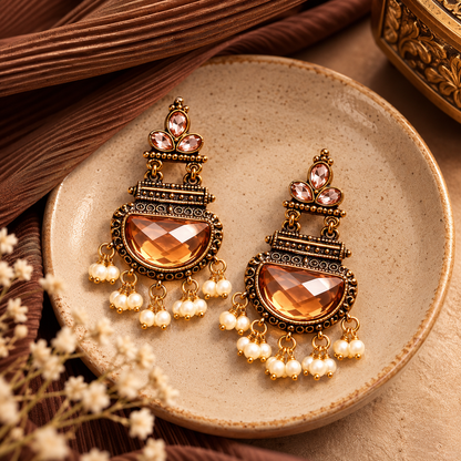 Antique Gold Pearl Earrings