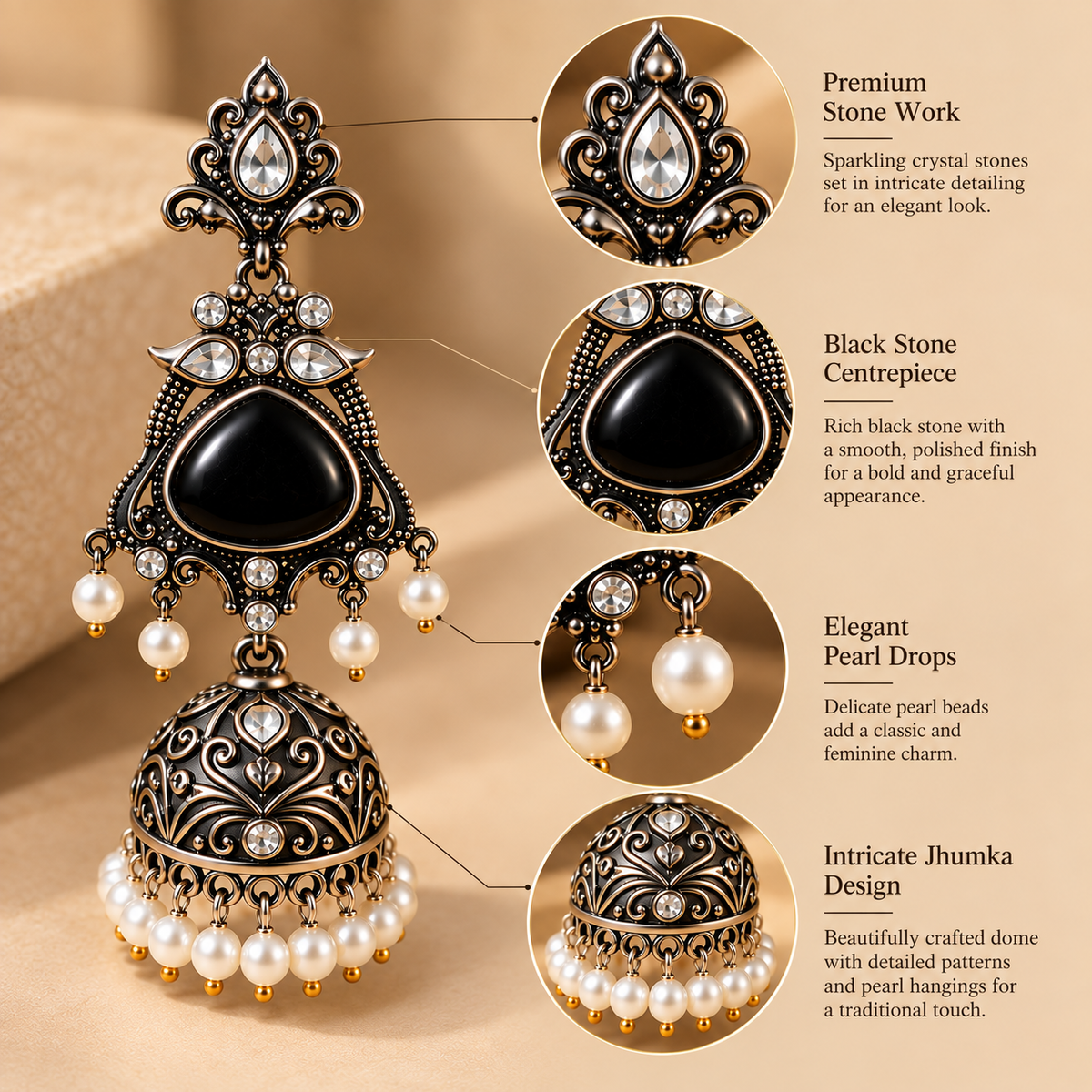 Noir Royale Jhumka