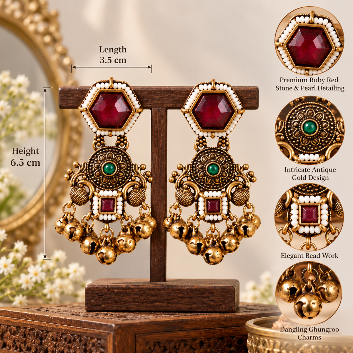 Traditional Royal Ruby Heritage Earring
