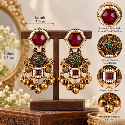 Traditional Royal Ruby Heritage Earring